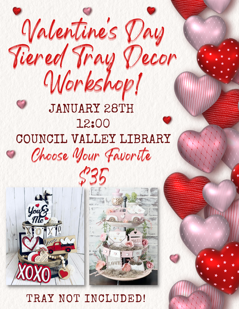 January 28th, 2023 Valentine's Day Themed Tiered Tray Decor Workshop