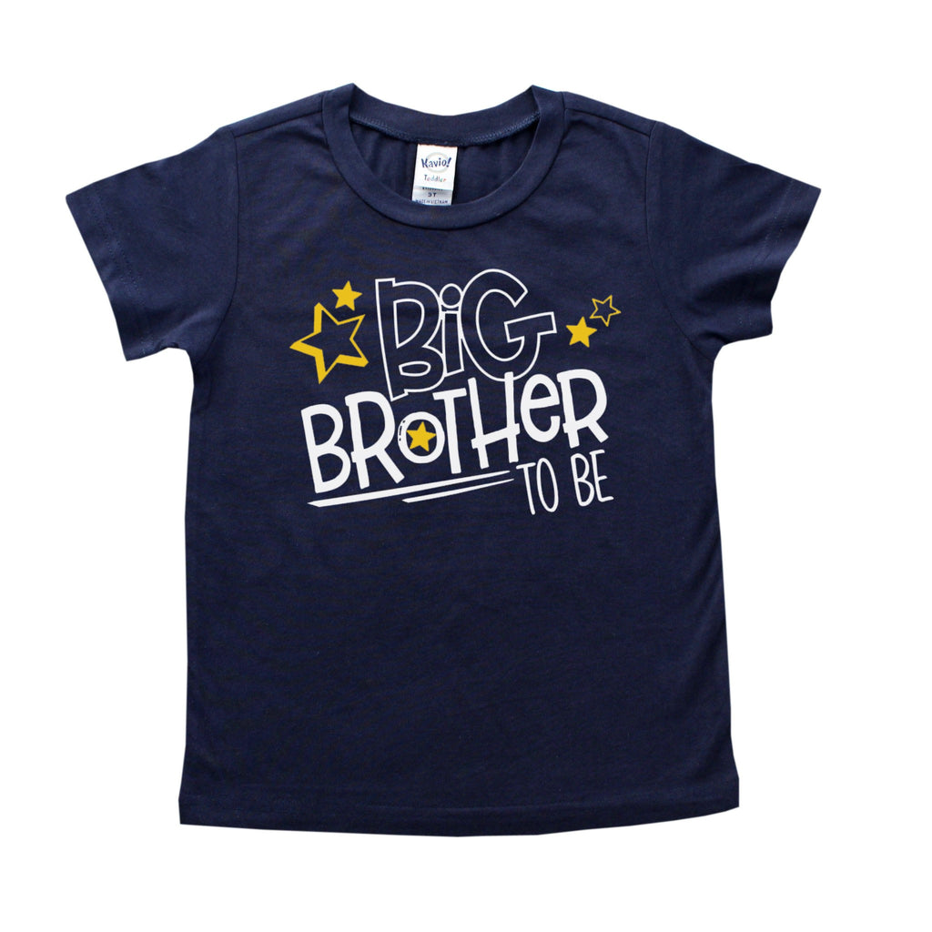 Navy blue shirt with Big Brother To BE in white and yellow