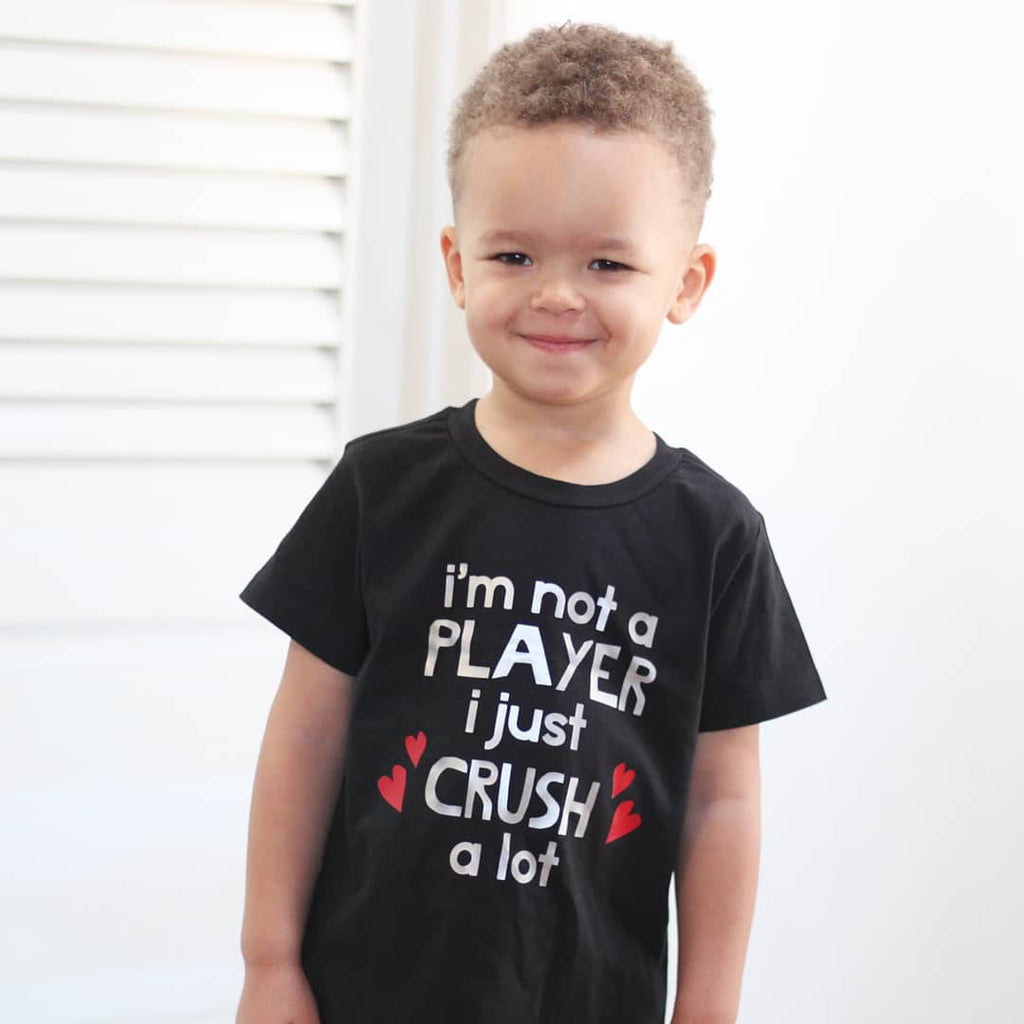 Crush a Lot Tee - Not a Player - Valentine's Day Shirt - Valentine Tee - Valentine Shirt for Kids - Boys Valentine Tee - Girls Valentine Tee